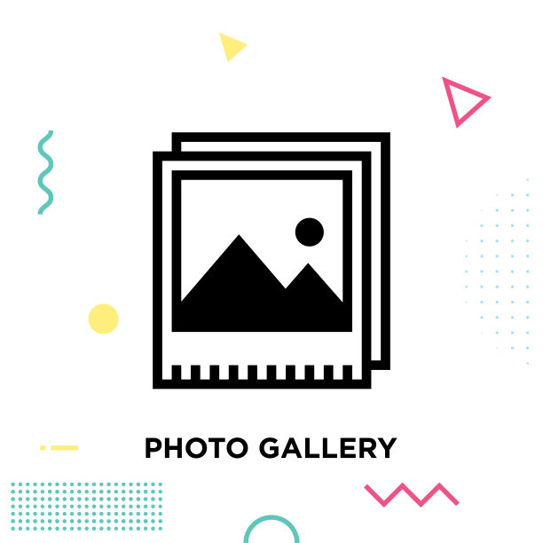 照片画廊线条图标设计可编辑的笔触图片下载