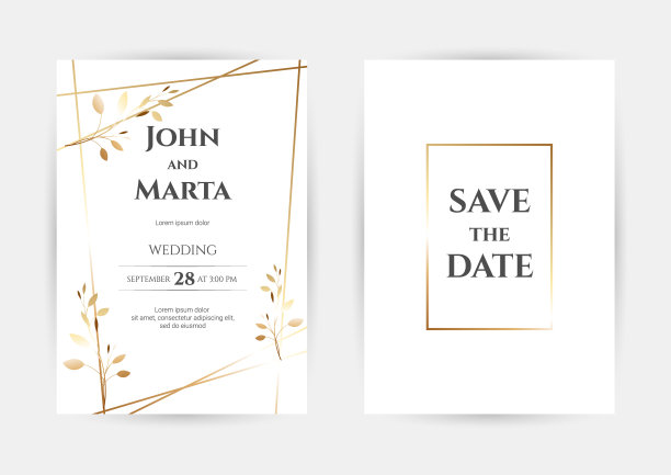 金花婚礼请柬。eps10图片下载