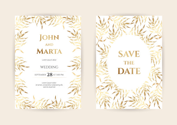 金花婚礼请柬。eps10图片下载