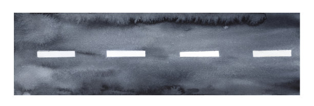 黑色和白色的肮脏的道路与艺术污点，梯度和笔触痕迹。从以上观点。手绘水彩插图，设计孤立元素，现代海报，横幅，印刷。图片下载