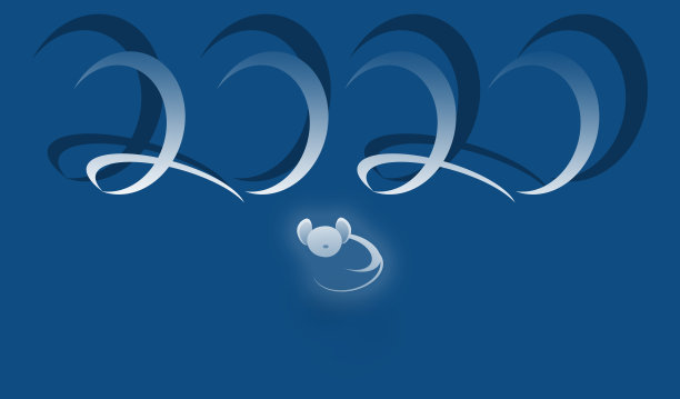 鼠标符号与数字2020。新年概念插图日历或卡片图片下载