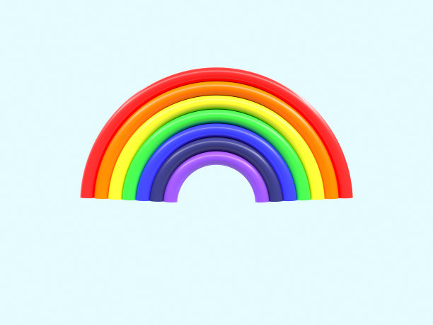 3d渲染卡通风格的彩虹符号图片下载