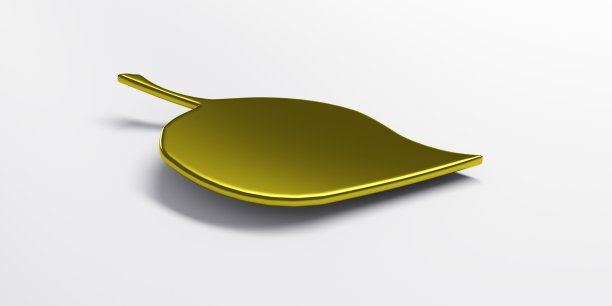 3D金叶孤立在白色背景图片下载