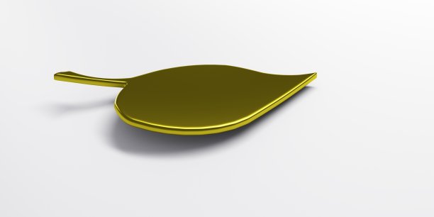 3D金叶孤立在白色背景图片下载