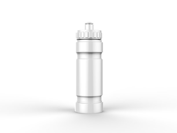 白色空白塑料运动饮料瓶模型的健身在孤立的白色背景，3d插图图片下载