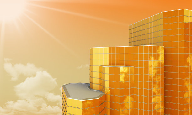 摩天大楼顶部呈黄色图片下载