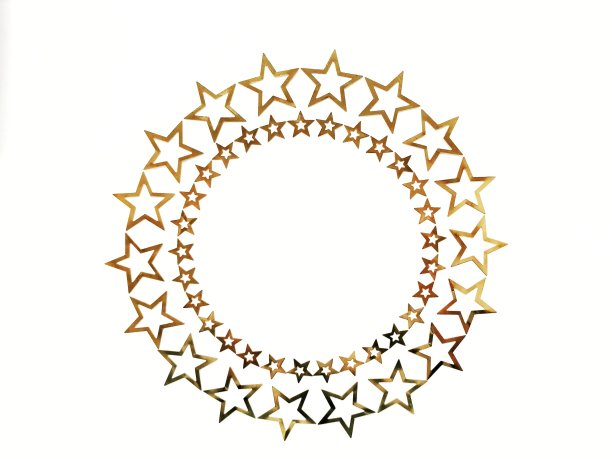金色的星星在白色的背景上闪闪发光。图片下载