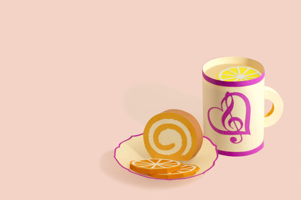 带橘子酱的纸卷蛋糕和纸杯图片下载