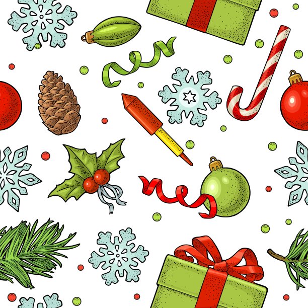 圣诞快乐和新年快乐海报的无缝图案。图片下载