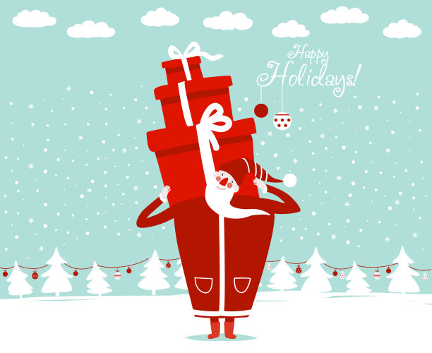 带礼物的有趣的圣诞老人图片下载