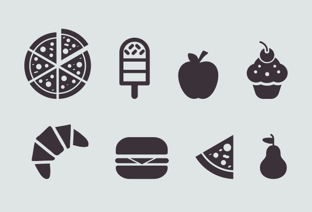 食物和烹饪的极简主义图标图片下载