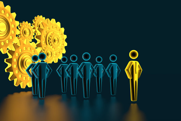 3d人-人，人在齿轮。三维渲染图片下载