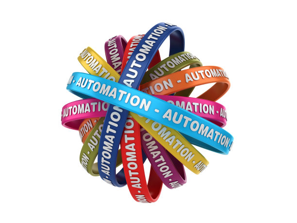 圆形丝带与自动化Word - 3D渲染图片下载