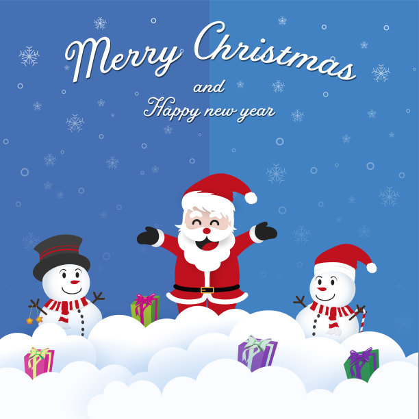 圣诞假期圣诞老人雪人新年快乐图片下载