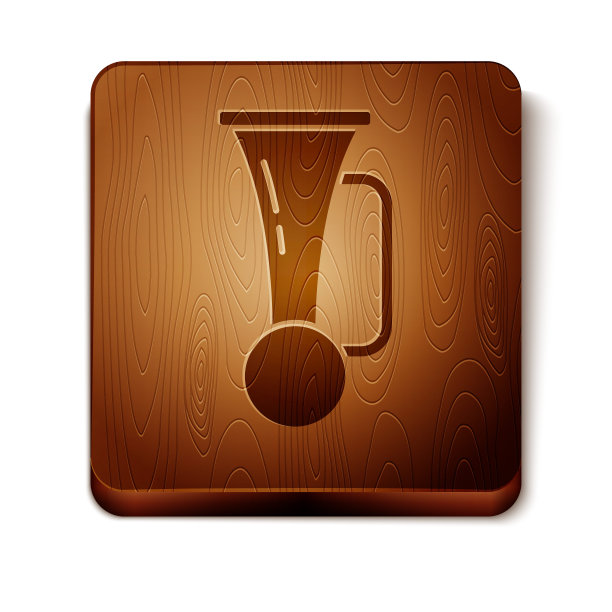 棕色信号喇叭在车辆图标孤立在白色背景。木制方形按钮。矢量图图片下载