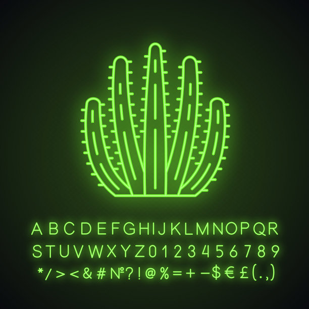 风琴管仙人掌霓虹灯图标图片下载