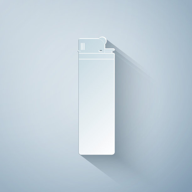 剪纸打火机图标孤立在灰色背景。纸艺术风格。矢量图图片下载