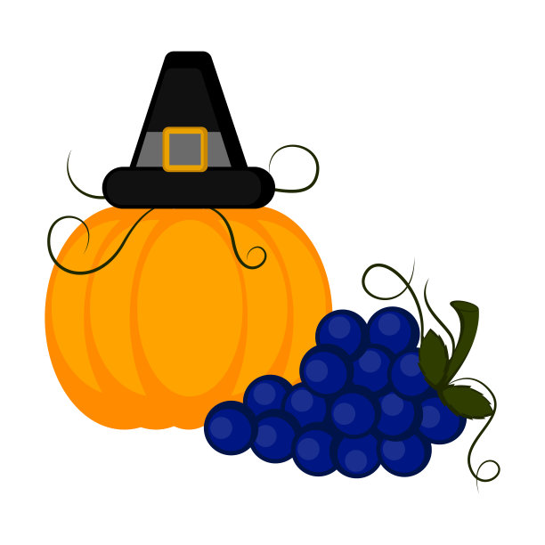 葡萄和带朝圣者帽的南瓜图片下载
