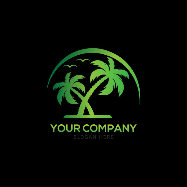 绿色棕榈树，树标志设计图片下载