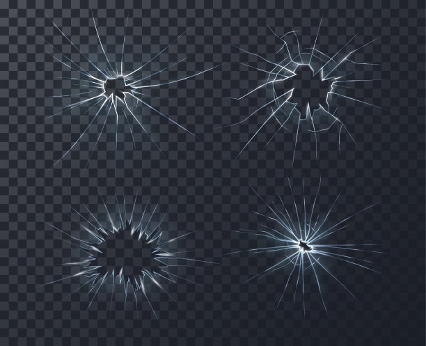 一组孤立的玻璃器皿裂纹或玻璃孔图片下载