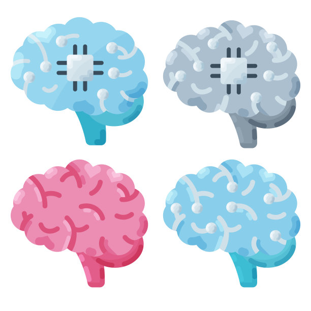 Ai大脑图标集。用于机器学习技术应用、数字人类、人工智能图片下载