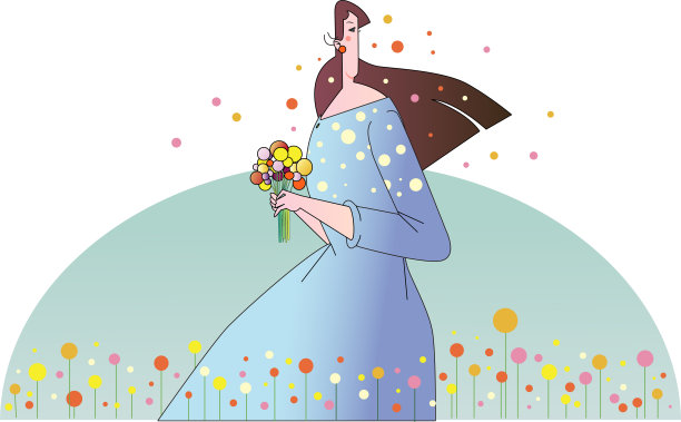 女子采花的背景图片下载
