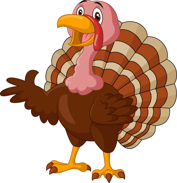 白色背景上的卡通火鸡图片下载