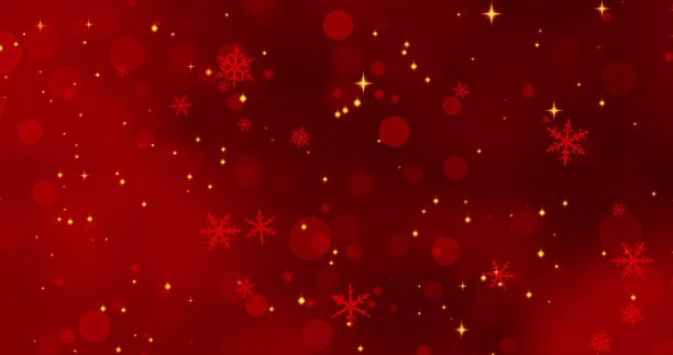 红色的雪花和散景灯在红色的圣诞快乐的背景。三维渲染图片下载