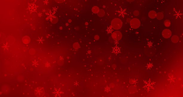 红色的雪花和散景灯在红色的圣诞快乐的背景。三维渲染图片下载
