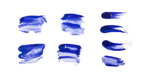 一套宽和窄的笔触，蓝色指甲油，孤立元素的设计图片下载