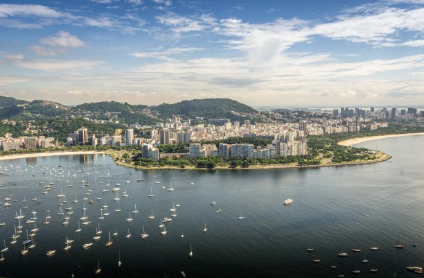 日落时的奥帕卡巴纳海滩，巴西里约热内卢，科帕卡巴纳海滩图片下载