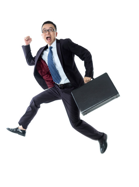 商人运行在白色背景图片下载