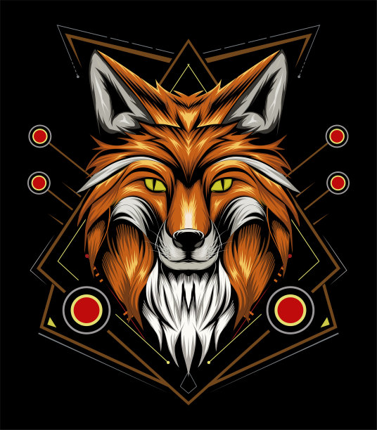 带有装饰背景的矢量狐动物脸图片下载