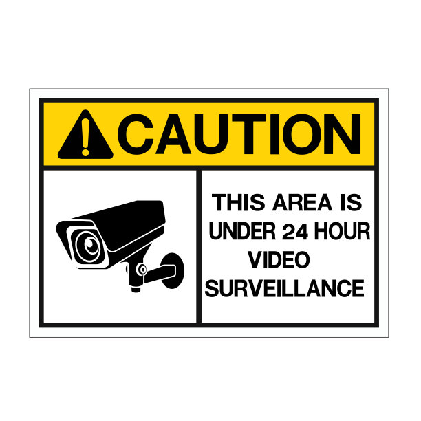 闭路电视摄像机符号标志隔离白色背景标签，向量图片下载