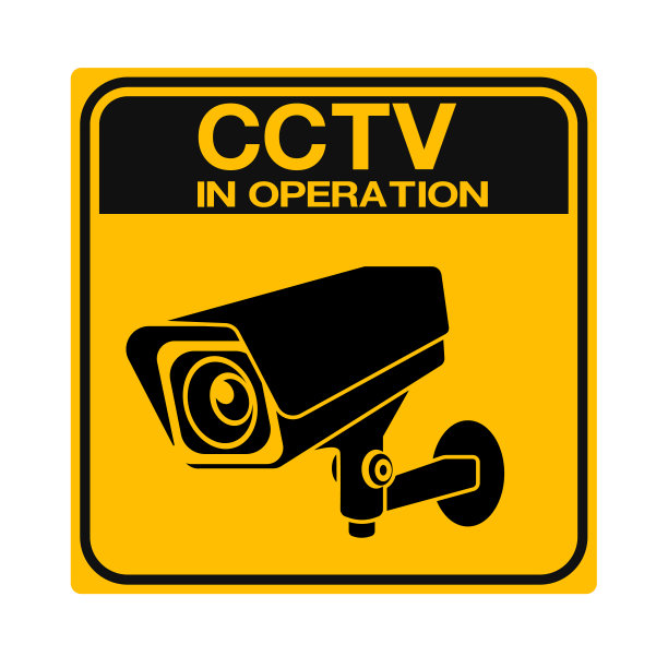 闭路电视摄像头。黑色视频监控标志。向量孤立图片下载