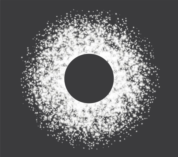 圣诞亮白色的雪框与发光的粒子灯。图片下载