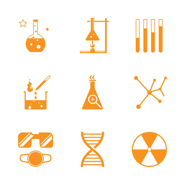 化学固体图标设置在孤立的白色背景图片下载