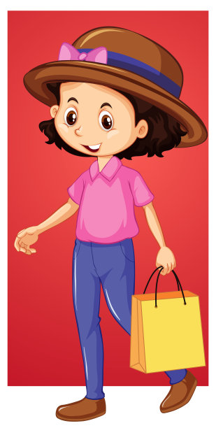 快乐的女孩拿着购物袋图片下载