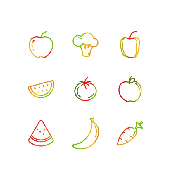 水果和蔬菜图标设计图片下载