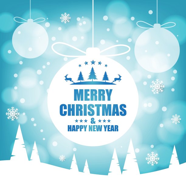 圣诞快乐和新年贺卡的背景。圣诞球冬季景观装饰设计。插画家向量图片下载