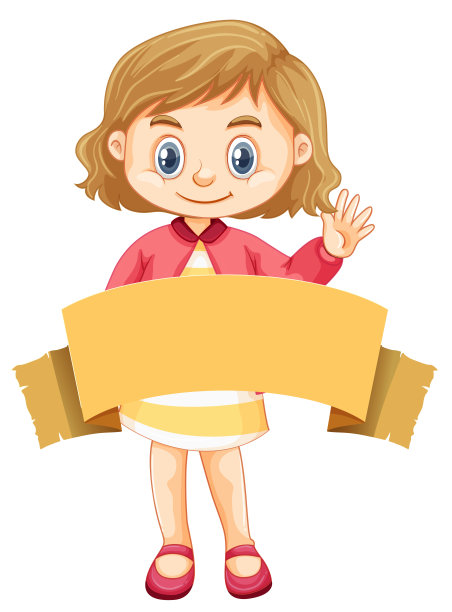 快乐的女孩和棕色的横幅图片下载