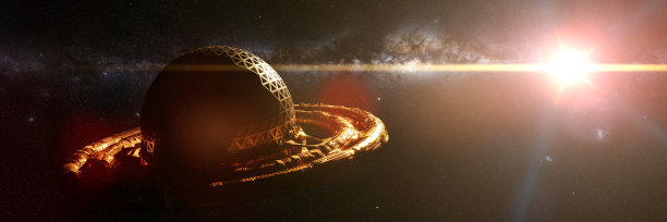 飞碟，外太空的外星飞船，银河系前面的飞碟图片下载