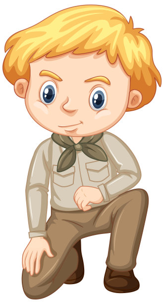 白色背景下穿着狩猎服的男孩图片下载