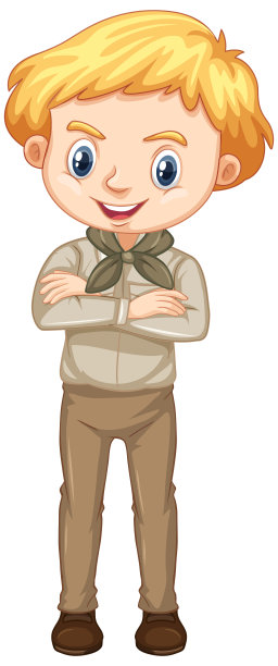 白色背景下穿着狩猎服的男孩图片下载