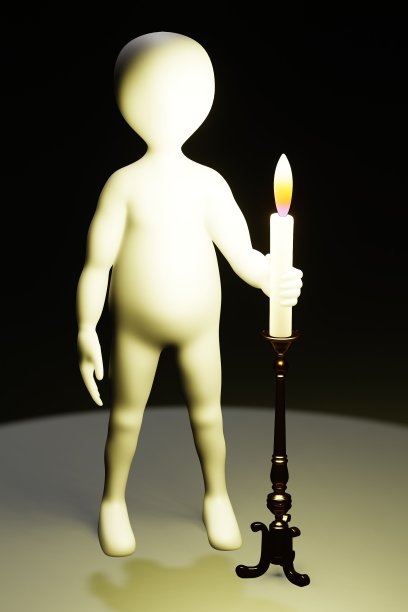 3D渲染的卡通人物与烛台图片下载