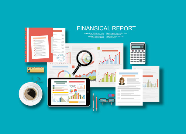 平面风格的财务概念说明。年度财务报告，公司战略和管理，资金收入，投资和计划。图片下载