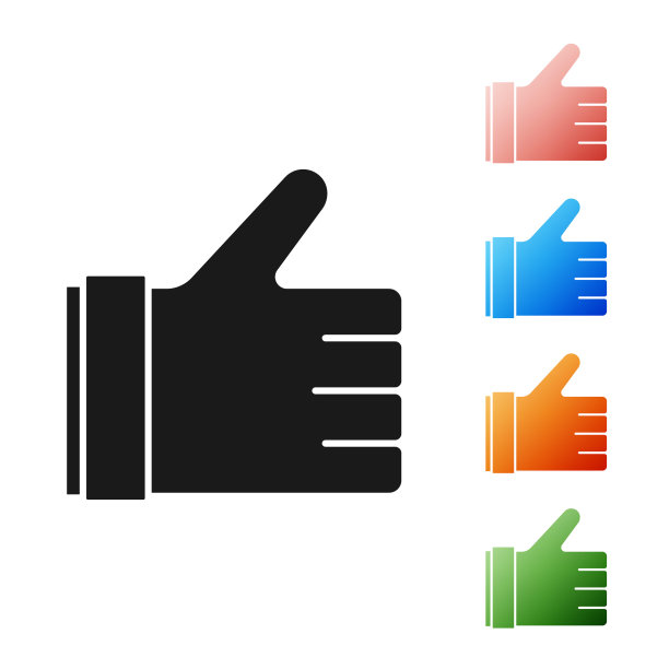 黑手像图标孤立在白色背景。设置图标丰富多彩。矢量图图片下载