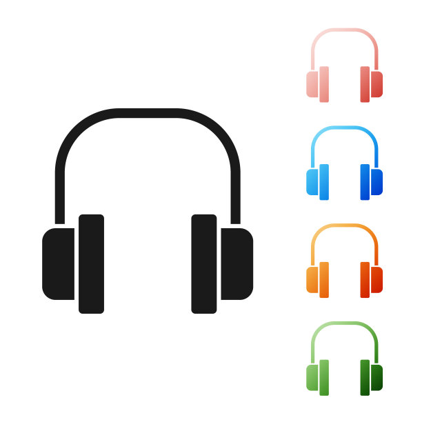 黑色耳机图标隔离在白色背景。耳机。听音乐、服务、沟通和操作员的概念。设置图标丰富多彩。矢量图图片下载