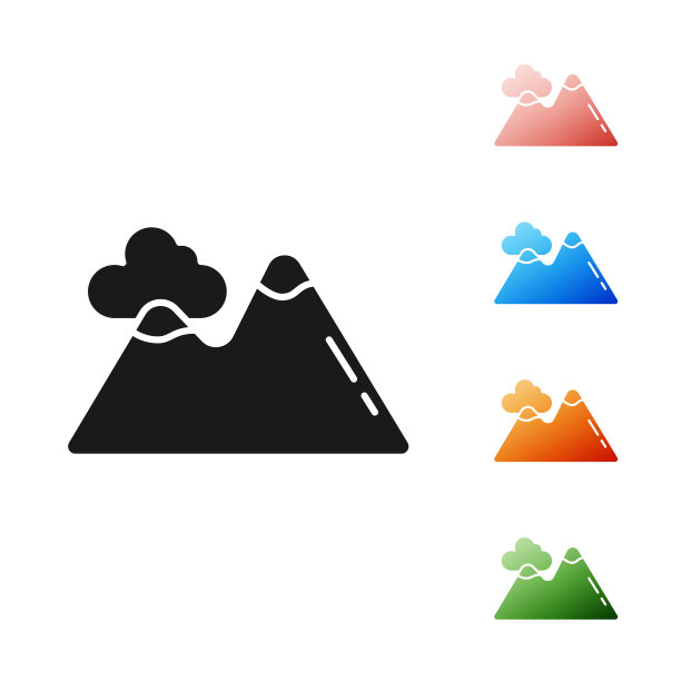 黑山图标孤立的白色背景。象征胜利或成功的概念。设置图标丰富多彩。矢量图图片下载