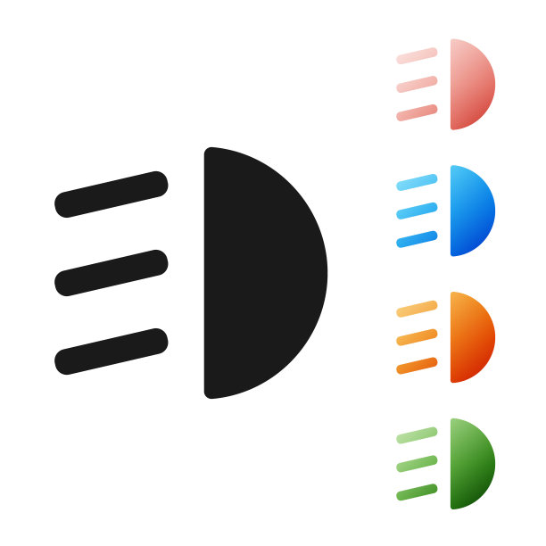 黑色高beam图标孤立在白色背景。汽车大灯。设置图标丰富多彩。矢量图图片下载